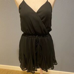 Trixxi Black Ruffled Wrap Mini Romper